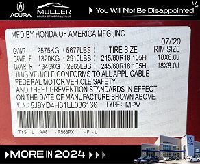 2020 Acura MDX Base 5J8YD4H31LL036166 in Merrillville, IN 18